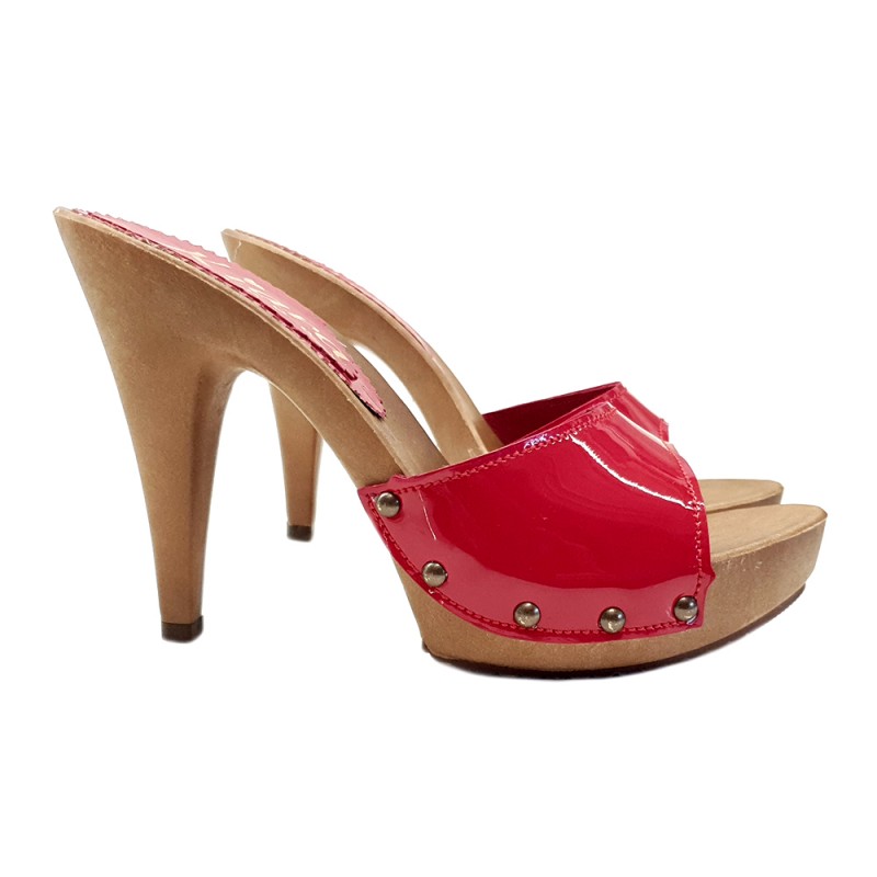 CLOGS WITH RED UPPER IN PATENT LEATHER HEEL 11 ONLINE SALE ON ...