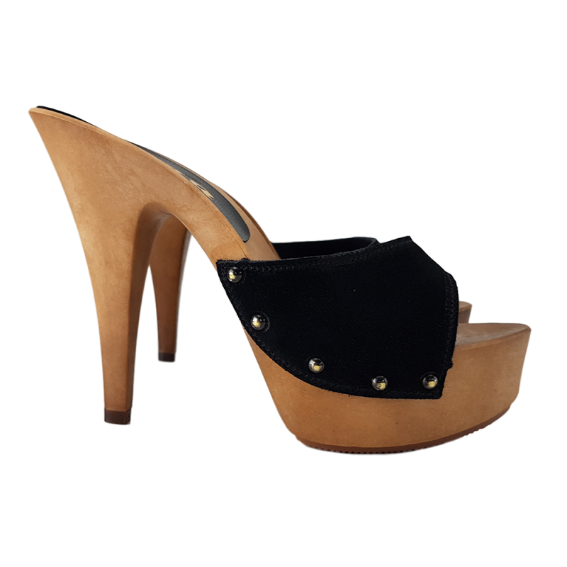 Zuecos Kiara Shoes banda GAMUZA NEGRA - de 13 cm + de cm vendido en línea en zoccolifetish.com