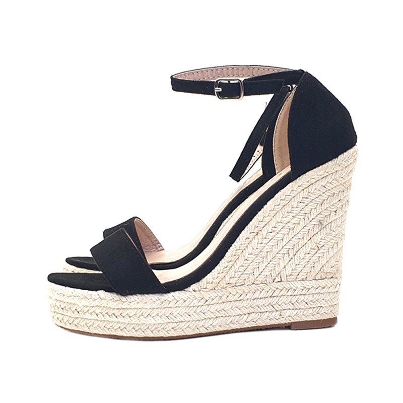 Black sandals with rope wedge heel 12 cm + 3 cm platform sold online on ...