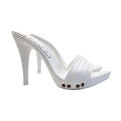 MULES TOTAL WHITE IN PELLE...