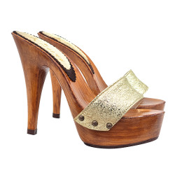 SEXY CLOGS WITH GOLDEN BAND AND HIGH HEEL