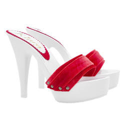SEXY WHITE MULE WITH RED VELVET BAND