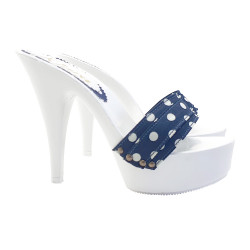 SEXY WHITE CLOGS WITH BLUE POLKA DOT BAND