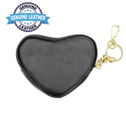 BLACK HEART COIN PURSE WITH GOLD KEYRING