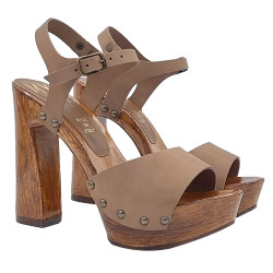 SEXY SANDALS IN TAUPE COLOR OPEN TOE LEATHER