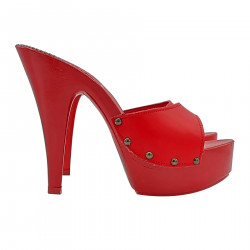 RED BDSM CLOGS WITH 13 CM HEEL
