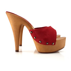 FETISH CLOGS WITH RED SUEDE BAND