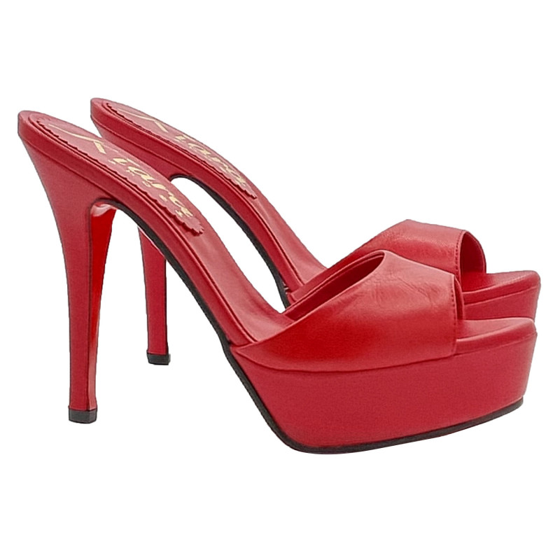 RED SEXY LEATHER SANDALS WITH RED SOLE SIZE UP TO 44