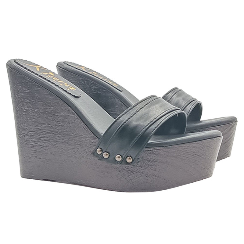 Black Wedges with Double Band and Heel 13