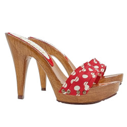 Clogs Heel 11 with Red Polka Dot Band