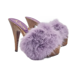 Sexy clogs with lilac fur