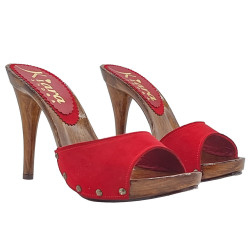 SEXY CLOGS IN RED SUEDE AND...